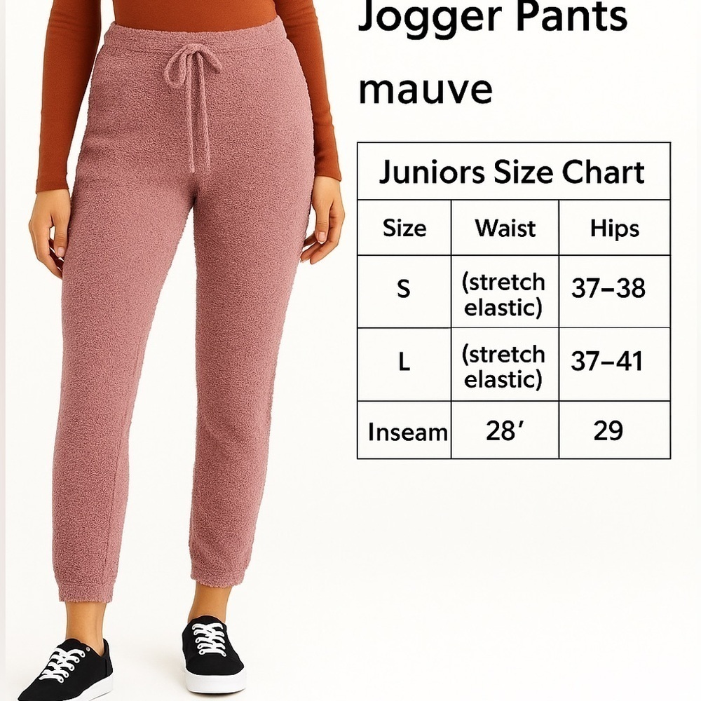 Ultra Flirt Juniors’ Teddy Jogger Pants | Mauve Taupe Fuzzy Lounge Pants L NWT